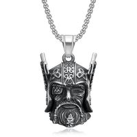 Collier pendentif porte-clés en acier inoxydable, casque de guerrier celtique cyclope, Viking Odin, moto, vélo, protection