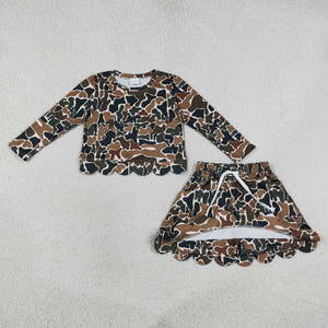 ชุดเสื้อแขนยาวและกระโปรง/กางเกงขาสั้นลายสแกลลอปผ้าสแปนเด็กซ์/คอตตอนเป็นมิตรกับสิ่งแวดล้อมสำหรับเด็กผู้หญิง Longlv - Product Image 4