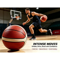 Ballon de basketball en PU taille 7 pour terrain intérieur, 12 panneaux laminés, rebond stable, idéal pour l'entraînement