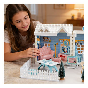 Kit de Casa de Muñecas de Plástico para Niños, con Muebles y Accesorios para Armar, Mini Casa Creativa, Regalo de Cumpleaños para Niños - Product Image 6