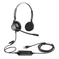 Headset USB Profesional Berkabel untuk Call Center dengan Mikrofon ENC Peredam Kebisingan untuk Resepsionis Kantor dan Pekerjaan Meja Depan