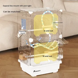 Luxury Warm Solid Pattern Budgie <strong>Bird</strong> <strong>Cage</strong> Transparent Acrylic and Splash-Proof Ornamental Plastic <strong>for</strong> Pet <strong>Birds</strong> - Product Image 4