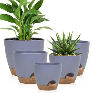 Pots de plantes blancs 5/5. Pots de fleurs à arrosage automatique de 5/6 pouces jardinières intérieures et extérieures <span class=keywords><strong>avec</strong></span> réservoir de soucoupe à trou de drainage - Product Image 3