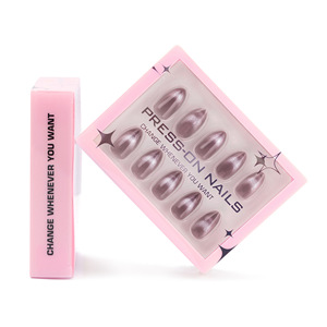 JoyStar – Nouveaux <span class=keywords><strong>faux</strong></span> <span class=keywords><strong>ongles</strong></span> minimalistes haut de gamme, œil de chat français, gris transparent, forme amande, réutilisables, courts, pour salon de manucure - Product Image 1