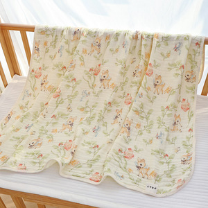 Couverture pour bébé en coton biologique de bambou, tricotée, 6 couches, de qualité supérieure, pour nouveau-né, fille, motif lapin, sublimation - Product Image 5