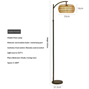 Lampada da Terra di Lusso Stile Pesca con Base in Marmo e <span class=keywords><strong>Paralume</strong></span> in Corda Fatto a Mano per Soggiorno Camera da Letto Luce da Lettura - Product Image 5