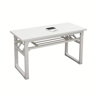 Bureau d'écriture pliable blanc, table d'étude pour ordinateur portable, table d'ordinateur pliable en métal robuste pour dortoir, petit bureau à domicile