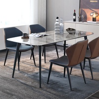 Ensemble de salle à manger moderne pour la maison, table à manger en marbre et métal avec 8 chaises, fabriqué à Foshan, tables et chaises pour restaurant