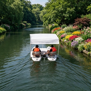 Bateau Catamaran Gonflable Électrique en PVC, Yacht Gonflable avec Moteur, Bateau <span class=keywords><strong>de</strong></span> Pêche et <span class=keywords><strong>de</strong></span> Divertissement Nautique pour Croisières et Visites Touristiques - Product Image 3
