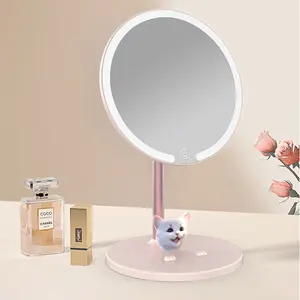 Adjustable Desktop Makeup Cosmetic <b>Mirror</b> 3 Color LED <b>Light</b> Makeup <b>Mirror</b> USB Rechargeable Lighted <b>Round</b> <b>Mirror</b> - Product Image 5