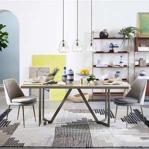 Espana estilo Grey ropa de tela de terciopelo de oro de latón de acero inoxidable alta <span class=keywords><strong>Finley</strong></span> Silla de comedor - Product Image 5