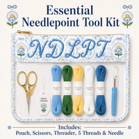 Kit d'outils de broderie avec pochette zippée en PVC transparent pour ensemble de fournitures de broderie artisanale de luxe avec fil et ciseaux