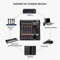 Mezclador de Audio Profesional Digital de 6 Canales Xtuga CT60X con USB, Respuesta de Frecuencia de 20Hz-20kHz, Relación S/N de 80dB, THD <0.03%