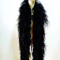 Écharpe en plumes d'autruche noires épaisses 10 ou 20 plis pour costumes, robes, vêtements de mariage, de fête et de danse - Vente en gros