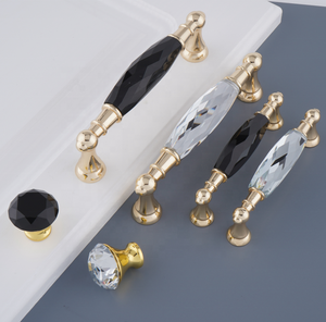 Handle and <strong>Knob</strong> Kosin Handle Furniture Hardware Glass <strong>Crystal</strong> Luxury Handle <strong>Knob</strong> Transparent and Black Color - Product Image 2