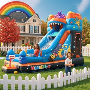 Maison gonflable bon marché en gros de rebond d'enfants avec la glissière d'eau combinée pour le jeu d'intérieur à la maison et le divertissement extérieur - Product Image 1