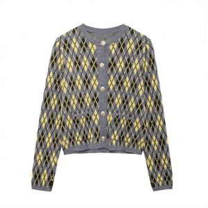 Suéteres Femininos 2024: Nova Moda Casual, Jaqueta de Tricô com Diamantes, Blusas de Tricô, Roupas de Outono para Mulheres - Product Image 2