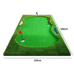 Simulação de golfe verdadeira à vida, colocando tapete verde, lançador de longo desafio para uso interno/externo, bater para uso interno/externo