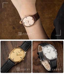 <span class=keywords><strong>Orologio</strong></span> da <span class=keywords><strong>Donna</strong></span> FOKSY con Logo Personalizzato, Quadrante Ottagonale <span class=keywords><strong>Bianco</strong></span>, Numeri Romani, Cinturino in Pelle Nera, Impermeabile 3ATM - Product Image 3