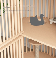 Maison pour chat et cage pour animaux de compagnie sur mesure, luxueuse, moderne, intérieure, à deux étages, surdimensionnée, en bois massif, avec arbre à chat