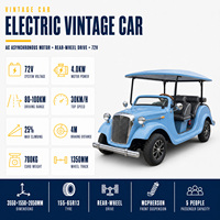 Voiture électrique vintage de luxe, voitures de club classiques à batterie, bus touristique homologué pour la route, voiture de luxe