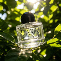 Flacon de parfum en verre transparent minimaliste, vente en gros, logo personnalisé, vide, 50 ml, 100 ml, flacon pulvérisateur de parfum avec capuchon noir en forme de dôme