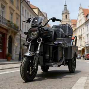 Triciclo Eléctrico de Pasajeros Abierto de 48V y 60KM con Marco de Acero para Viajes Cortos, Triciclo Eléctrico Pequeño de 3 Ruedas para Adultos, 2 Personas y Carga - Product Image 2