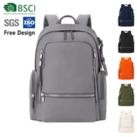 Sac à dos professionnel unisexe personnalisé pour ordinateur portable, antivol, multi-compartiments, aspect cuir, avec étiquette de bagage pour affaires