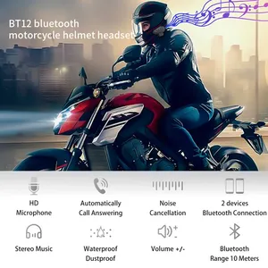 Auriculares Inalámbricos para Casco de Motocicleta BT12, Auriculares para <span class=keywords><strong>Moto</strong></span> 5.0, <span class=keywords><strong>Kit</strong></span> de Llamadas Estéreo <span class=keywords><strong>Manos</strong></span> <span class=keywords><strong>Libres</strong></span>, Auriculares con Gancho para la Oreja - Product Image 3