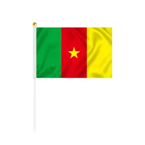custom Cameroon Handwaved Flag National Handwaved Flag 14x21cm Silk Screen Printed Flag
