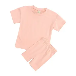 Oem Acceptbaby Jongens Kleding Effen Kleur Effen Top Shorts Outfits Katoenen Kinderen Neutrale Kleding Set