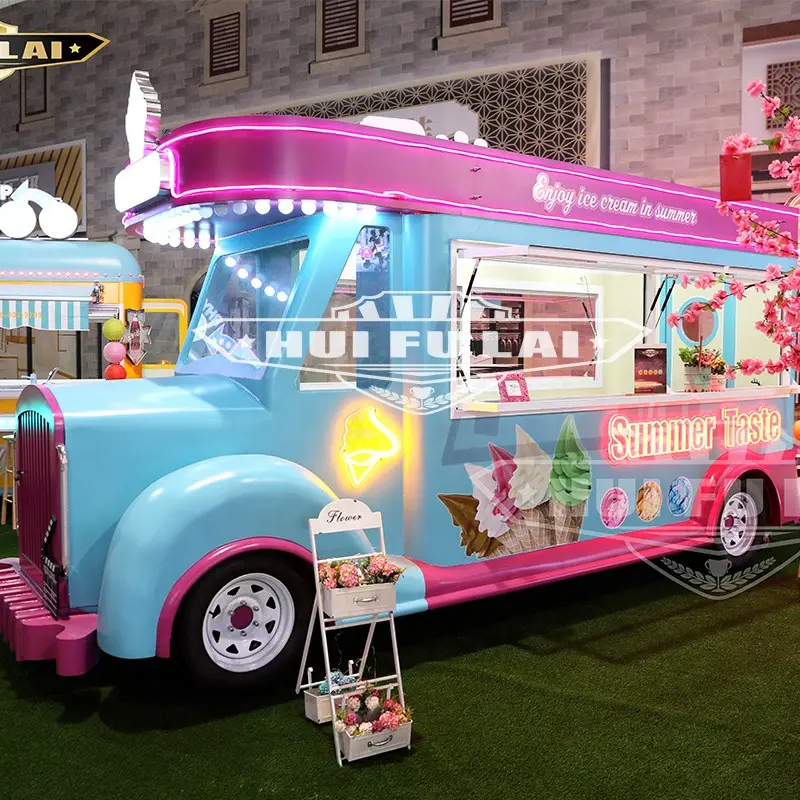 Vintage Mobile Food Car Truck Snack Breakfast Expending Cart Custom Dining Van con certificación CE