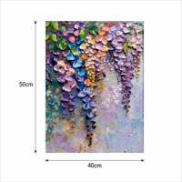 Peinture à l'huile abstraite de fleurs de glycine peinte à la main 40x50cm, art impasto texturé 3D sur toile de coton et lin, sans cadre, pour la décoration intérieure