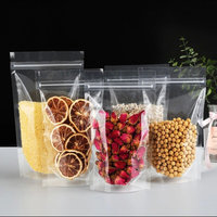 Sachets en plastique transparents à fond plat avec fermeture éclair refermable, emballage alimentaire pour collations