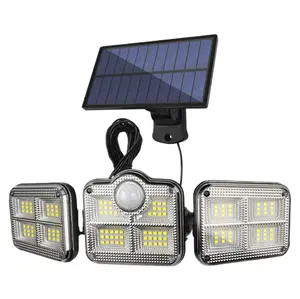 WAKATEK-Lámpara LED de 3 cabezales, diseño ajustable, IP66, resistente al agua, alimentada por energía solar, luz de jardín montada en la pared