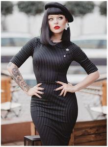 Boutique Robe fourreau fourreau <span class=keywords><strong>vintage</strong></span> à col claudine et demi-manches style années <span class=keywords><strong>50</strong></span> pour femmes - Product Image 6