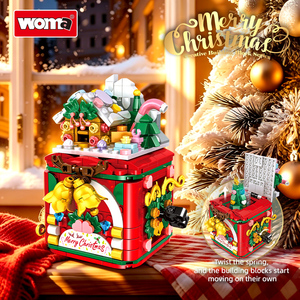 WOMA Bricks 620pcs Merry Christmas Present Box Wind-up Moving Pop-up Tree <b>Building</b> <b>Blocks</b> Creative DIY Educational Constructio - Product Image 6