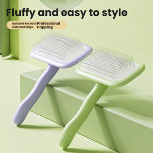 <span class=keywords><strong>Brosse</strong></span> lissante pour chats et chiens, <span class=keywords><strong>brosse</strong></span> lissante autonettoyante pour poils longs et courts, <span class=keywords><strong>brosse</strong></span> de toilettage pour animaux antistatique avec poignée - Product Image 1