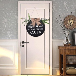 ป้ายต้อนรับไม้ทรงกลมตกแต่งบ้านลายดอกทานตะวันพร้อมโบว์  ลายพืชสไตล์โมเดิร์นฟาร์มเฮาส์  แพ็คเกจหลายชิ้น - Product Image 3