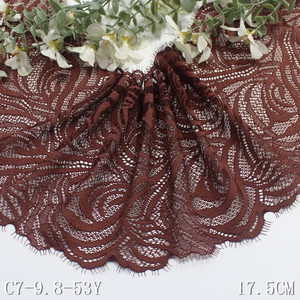 Trung Quốc Nhà Sản Xuất 17Cm Pháp Chantilly Căng Mềm Màu Đen Màu Hồng Màu Nâu Màu Nâu Dệt Kim Đàn Hồi Ren <span class=keywords><strong>Trim</strong></span> Cho Phụ Nữ Đồ Lót - Product Image 6