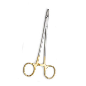 Soporte de aguja de madera Crile de acero inoxidable de base Manual de 20cm de alta calidad con instrumento quirúrgico clínico de plástico de diseño ranurado - Product Image 2