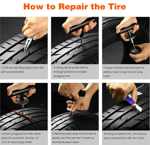 طقم إصلاح إطارات السيارات الاحترافي المقاوم للماء مكون من 70 قطعة - 40 شريطًا مطاطيًا + أدوات صمام كاملة |   بيع بالجملة - Product Image 3
