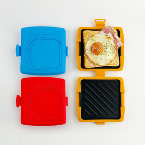 Mini-poêle en silicone pour sandwichs, cuisson rapide et chauffage, utilisation au micro-ondes, bleu, rouge, portable, double face, petit-déjeuner - Product Image 2