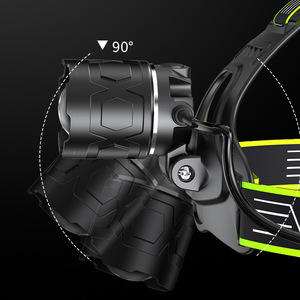 Linterna frontal de 30W con LED blanco recargable, doble puerto USB, cuerpo de aleación de aluminio para ciclismo nocturno y pesca al aire libre - Product Image 1