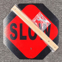 Toowin 24 "personnalisé Stop Slow Paddles Sign Caractéristiques Octogonal Flexible Road Double Face Traffic Signs Slow Stop Traffic Signs