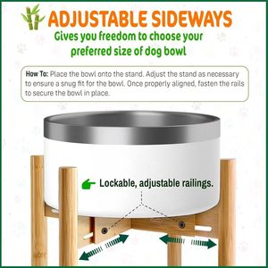 Support de gamelle pour animaux de compagnie en bambou à hauteur réglable, petit support de gamelle pour chat et chien pour la maison. - Product Image 4