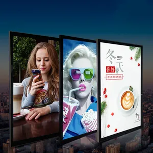 Тонкий Магнитный лайтбокс дисплей экран светодиодный Плакат рамка алюминиевая коробка Лайтбокс для кино