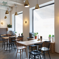 Meubles de café au design moderne et écologique avec éclairage LED, chaises et tables durables pour café