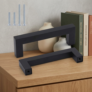 Poignée de meuble en alliage de zinc noir, poignée de tiroir minimaliste, quincaillerie de cuisine durable, vis de 96 mm incluse - Product Image 3