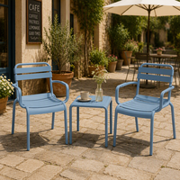 Table et chaises de bistrot légères résistantes aux UV, 3 pièces, meubles en plastique pour patio, jardin, balcon, cour, véranda